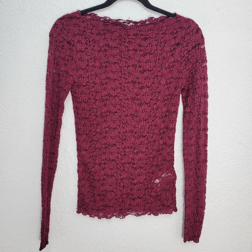 J Crew Lace boatneck top in Mulberry Size XS CO045 NWT